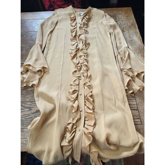 Khaite Callen Nude Silk Ruffle Front Georgette dress sz XS - Picture 2 of 8